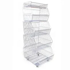 Сетчатый многоярусный стеллаж - горка L 600 на колесах PT-G-0600-ZN