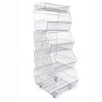 Сетчатый многоярусный стеллаж - горка L 600 на колесах PT-G-0600-ZN
