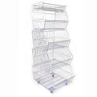 Сетчатый многоярусный стеллаж - горка L 1000 на колесах PT-G-1000-ZN