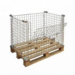 Паллетное ограждение 1200x800 штабелируемое с откидной дверцей по фронтальной/длинной стороне облегченное