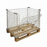 Паллетное ограждение 1200x800 штабелируемое с откидной дверцей по фронтальной/длинной стороне облегченное