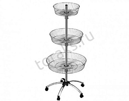 Стойка для распродаж хромированная - 3 круглые корзины
